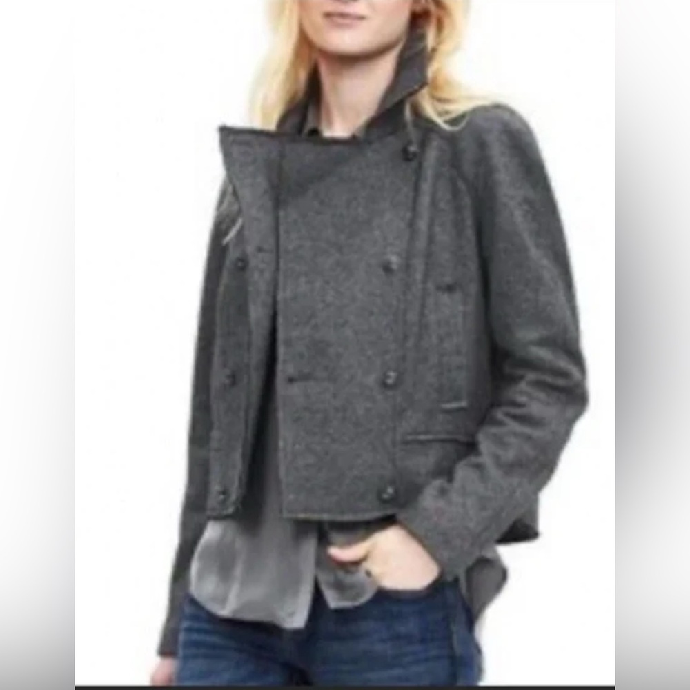 Banana Republic Heritage Collection Gray cropped button double-breasted jacket 6
